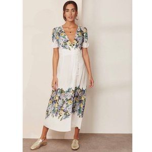 Free People White Floral Midi Dress